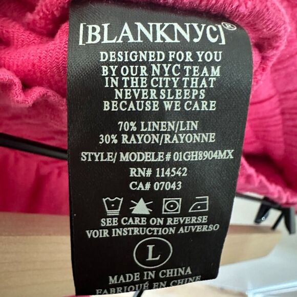 BLANK NYC Womens Linen Blend Elastic Waist Shorts Loose Baggy‎ Barbie Pink Sz L - Picture 5 of 5